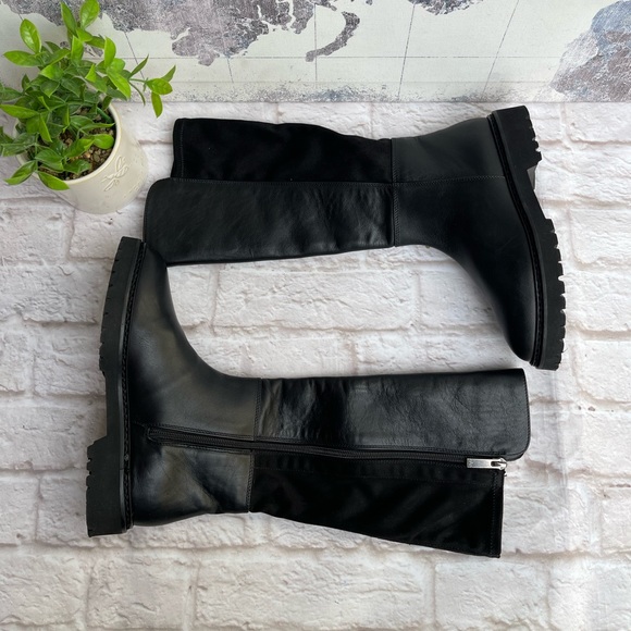 AQUATALIA Weatherproof black leather winter boots knee high zipper side size 5.5 - Picture 7 of 10